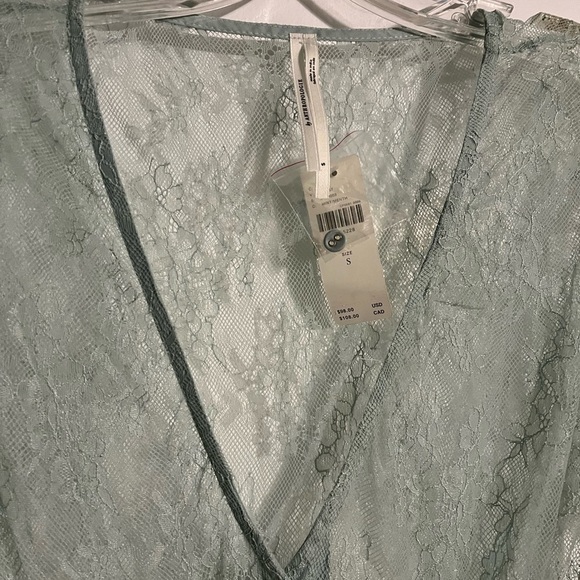 By Anthropologie Sheer Lace Buttondown Midi Dress in Mint - Picture 6 of 7